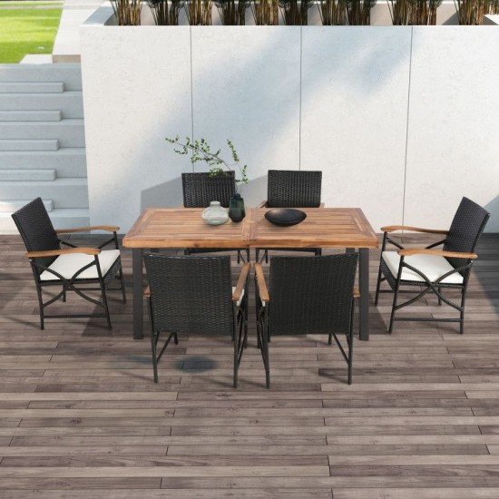 Owlyin Two PE-Rattan Patio Armchairs, Sixteen-Inch Seats with Zippered Cushions and Adjustable Feet