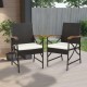 Owlyin Two PE-Rattan Patio Armchairs, Sixteen-Inch Seats with Zippered Cushions and Adjustable Feet