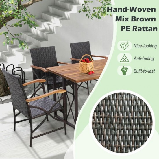 Owlyin Two PE-Rattan Patio Armchairs, Sixteen-Inch Seats with Zippered Cushions and Adjustable Feet