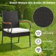 Honhorrs Seven-Piece Patio Dining Set, Cushioned Rattan Chairs and Acacia Table with Umbrella Hole