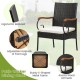 Honhorrs Seven-Piece Patio Dining Set, Cushioned Rattan Chairs and Acacia Table with Umbrella Hole