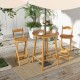 Owlyin 31.5-Inch Round Acacia Patio Bar Table, Slatted Top and Umbrella Hole with Adjustable Feet