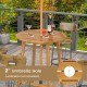 Owlyin 31.5-Inch Round Acacia Patio Bar Table, Slatted Top and Umbrella Hole with Adjustable Feet