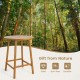 Owlyin 31.5-Inch Round Acacia Patio Bar Table, Slatted Top and Umbrella Hole with Adjustable Feet