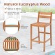 Owlyin Two Eucalyptus Patio Bar Stools, Cushioned Seats with Inclined Backs and Built-In Footrests