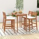 Owlyin Two Eucalyptus Patio Bar Stools, Cushioned Seats with Inclined Backs and Built-In Footrests