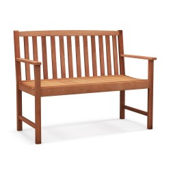 XVX Two-Seat Eucalyptus Garden Bench, Curved Seat with High Back and Open Slatted Construction