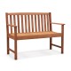 Owlyin Two-Seat Eucalyptus Garden Bench, Curved Seat with High Back and Open Slatted Construction
