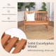 Owlyin Two-Seat Eucalyptus Garden Bench, Curved Seat with High Back and Open Slatted Construction