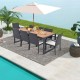 Honhorrs Nine-Piece Patio Dining Set, Acacia Table with Umbrella Hole and Eight Padded Wicker Chairs