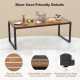 Honhorrs Nine-Piece Patio Dining Set, Acacia Table with Umbrella Hole and Eight Padded Wicker Chairs