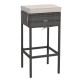 Honhorrs Five-Piece Patio Bar Set, White Slatted Tabletop and Hidden Shelves with Cushioned Stools