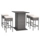 Honhorrs Five-Piece Patio Bar Set, White Slatted Tabletop and Hidden Shelves with Cushioned Stools