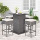 Honhorrs Five-Piece Patio Bar Set, White Slatted Tabletop and Hidden Shelves with Cushioned Stools