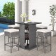 Honhorrs Five-Piece Patio Bar Set, White Slatted Tabletop and Hidden Shelves with Cushioned Stools