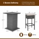 Honhorrs Five-Piece Patio Bar Set, White Slatted Tabletop and Hidden Shelves with Cushioned Stools