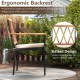Owlyin Pair of Patio Dining Armchairs, Acacia Backrests and Arms with Removable Tie-On Seat Cushions