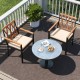 Owlyin Pair of Patio Dining Armchairs, Acacia Backrests and Arms with Removable Tie-On Seat Cushions