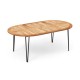 Honhorrs 79-Inch Oval Acacia Patio Table for Eight, Umbrella Hole and Slatted Top with Leveling Feet