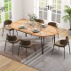 Honhorrs 79-Inch Oval Acacia Patio Table for Eight, Umbrella Hole and Slatted Top with Leveling Feet