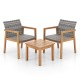 Owlyin Acacia and PE Wicker Bistro Trio, Two Patio Armchairs with Slatted Table and Adjustable Feet