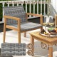 Owlyin Acacia and PE Wicker Bistro Trio, Two Patio Armchairs with Slatted Table and Adjustable Feet