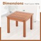 Honhorrs 18-Inch Square Eucalyptus Patio Table, Slatted Top with Rounded Corners and Frame Braces