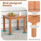 Honhorrs 18-Inch Square Eucalyptus Patio Table, Slatted Top with Rounded Corners and Frame Braces