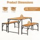 Owlyin Acacia Patio Dining Trio, Rectangular Table and Two Tuck-Under Benches with Metal Frames