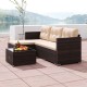 Honhorrs Wicker Patio Sectional and Ottoman for Four, Cushions and Glass Table with Leveling Feet