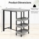 Owlyin 43.5-Inch Patio Bar Table, Rattan and Tempered Glass with Three Storage Shelves Below the Top