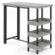 Owlyin 43.5-Inch Patio Bar Table, Rattan and Tempered Glass with Three Storage Shelves Below the Top