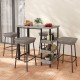 Owlyin 43.5-Inch Patio Bar Table, Rattan and Tempered Glass with Three Storage Shelves Below the Top