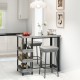 Owlyin 43.5-Inch Patio Bar Table, Rattan and Tempered Glass with Three Storage Shelves Below the Top