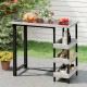 Owlyin 43.5-Inch Patio Bar Table, Rattan and Tempered Glass with Three Storage Shelves Below the Top