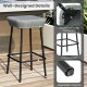 Honhorrs Two 29.5-Inch Patio Bar Stools, Rattan Seats with Metal Footrests and Adjustable Foot Pads