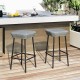 Honhorrs Two 29.5-Inch Patio Bar Stools, Rattan Seats with Metal Footrests and Adjustable Foot Pads