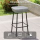 Honhorrs Two 29.5-Inch Patio Bar Stools, Rattan Seats with Metal Footrests and Adjustable Foot Pads