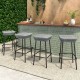 Honhorrs Two 29.5-Inch Patio Bar Stools, Rattan Seats with Metal Footrests and Adjustable Foot Pads