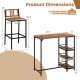 Owlyin Acacia Bar Table and Two Backed Stools, Three Shelves with Footrests and Adjustable Foot Pads