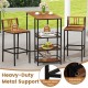 Owlyin Acacia Bar Table and Two Backed Stools, Three Shelves with Footrests and Adjustable Foot Pads