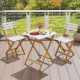 Owlyin Folding Acacia Bistro Set, Square Table and Two Curved-Back Chairs with Preassembled Frames