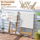 Owlyin Folding Acacia Bistro Set, Square Table and Two Curved-Back Chairs with Preassembled Frames