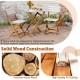 Owlyin Folding Acacia Bistro Set, Square Table and Two Curved-Back Chairs with Preassembled Frames
