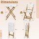 Owlyin Folding Acacia Bistro Set, Square Table and Two Curved-Back Chairs with Preassembled Frames