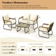 Honhorrs Four-Piece Wicker Patio Set, Loveseat, Chairs and Glass Table with Washable Cushion Covers