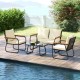 Honhorrs Four-Piece Wicker Patio Set, Loveseat, Chairs and Glass Table with Washable Cushion Covers