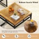 Honhorrs Four-Piece L-Shaped Patio Sofa Set, Cushions and Acacia Arms with a Matching Coffee Table