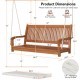 Owlyin Two-Person Eucalyptus Porch Swing, Cushioned Bench with Adjustable Hanging Ropes and Hooks
