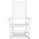 Honhorrs Acacia Wood Rocking Chair, High Back and Contoured Slatted Seat with Broad Patio Armrests